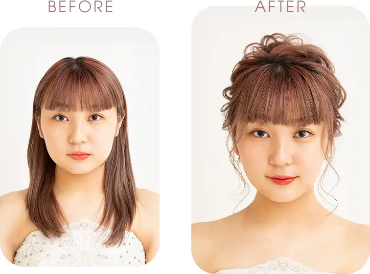 丸顔さん向けヘアスタイル